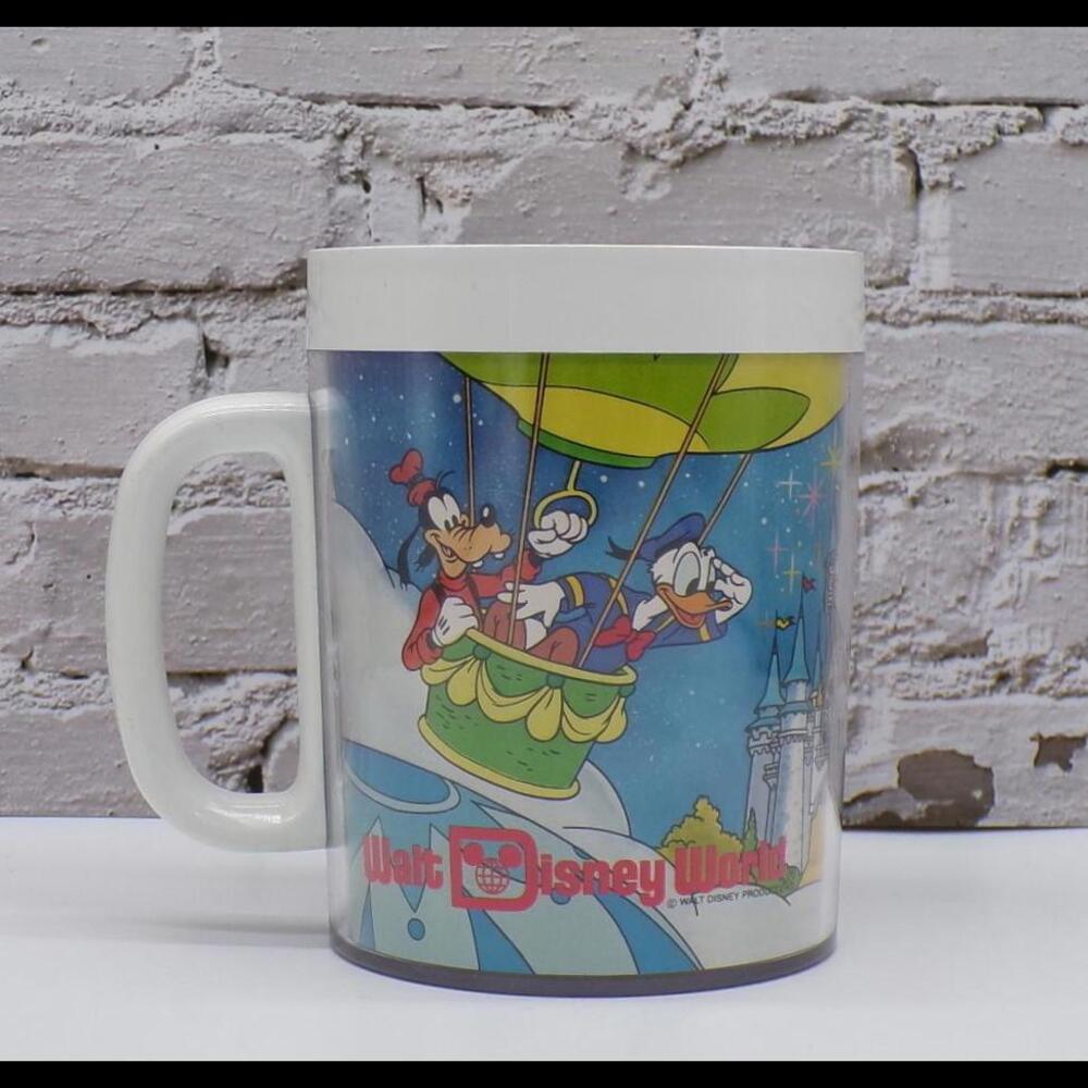 Vintage Walt Disney World Thermo Mug with Mickey and Friends